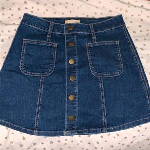 jean button up skirt